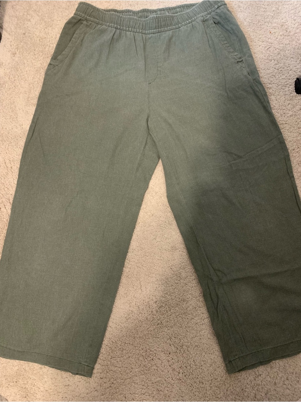 Old Navy Green Linen Blend High Rise Wide Leg Pants Womens L Coastal